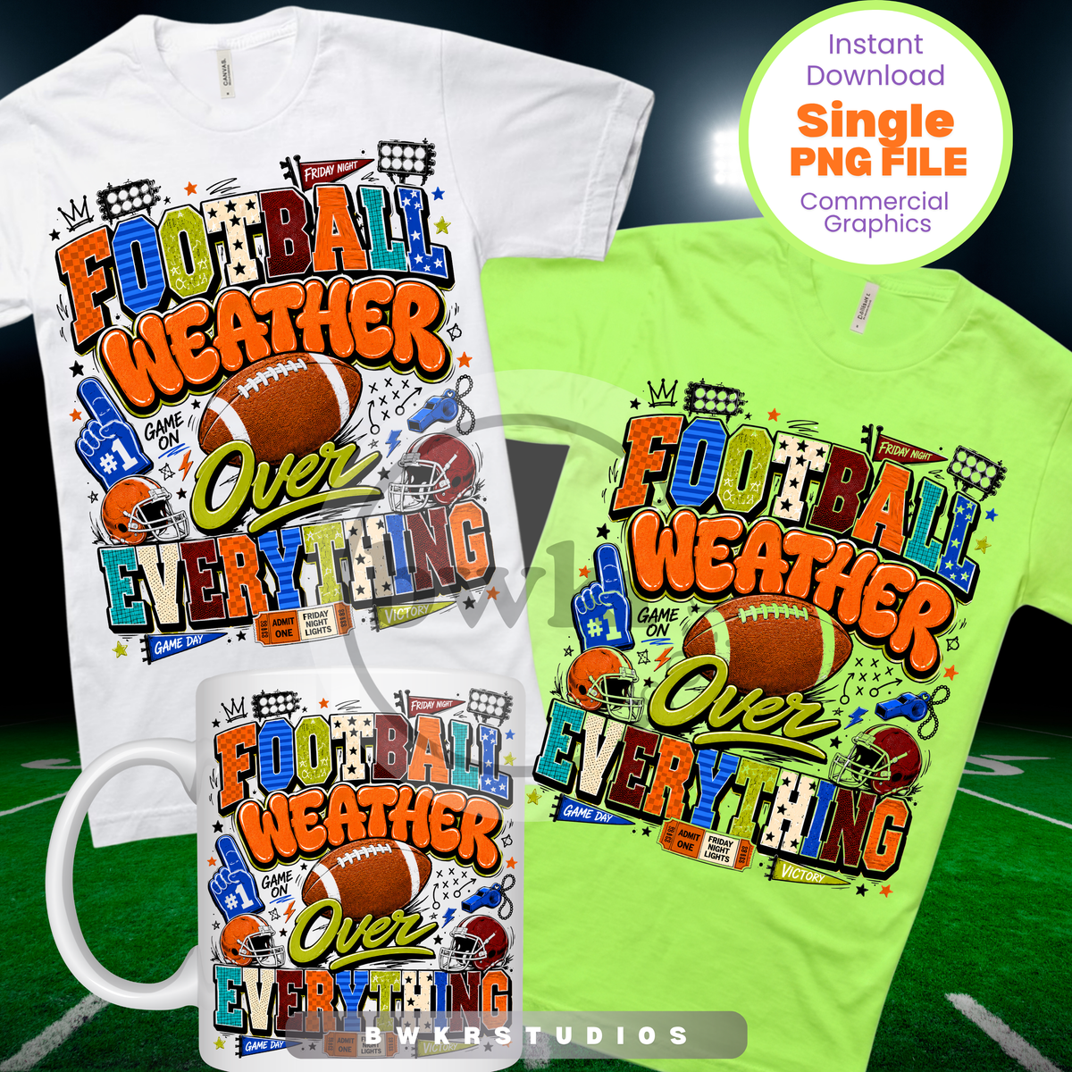 Football Weather Over Everything PNG | Retro Game Day Football Graphic