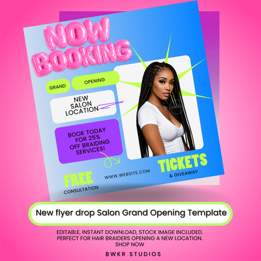 Salon Grand Opening Flyer Template — Editable Canva Design | Instant Digital Download