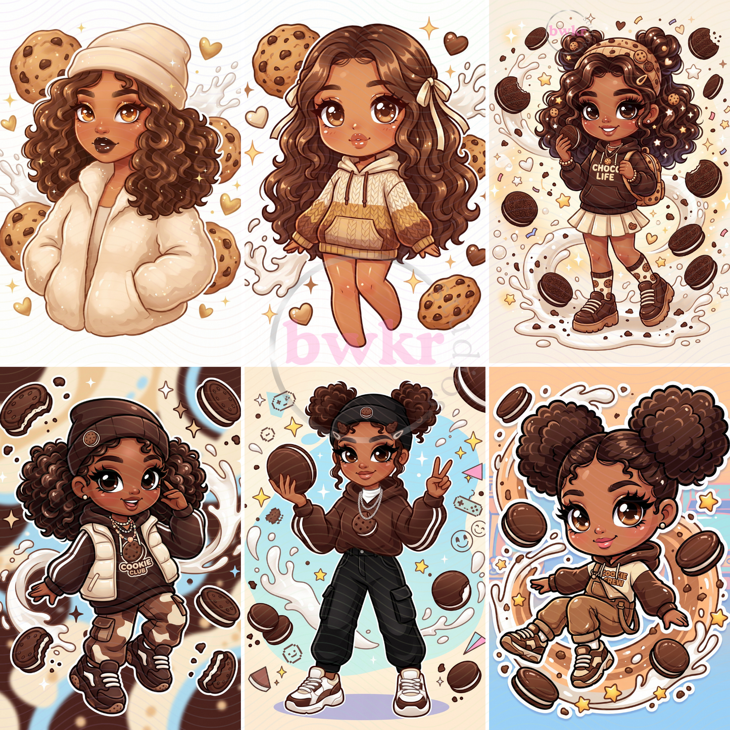 Cookie Girl PNG Bundle | 21 Cozy Cookie Lover Girls | Chocolate Chip & Oreo PNG | Instant Digital Download