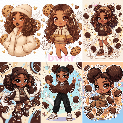 Cookie Girl PNG Bundle | 21 Cozy Cookie Lover Girls | Chocolate Chip & Oreo PNG | Instant Digital Download