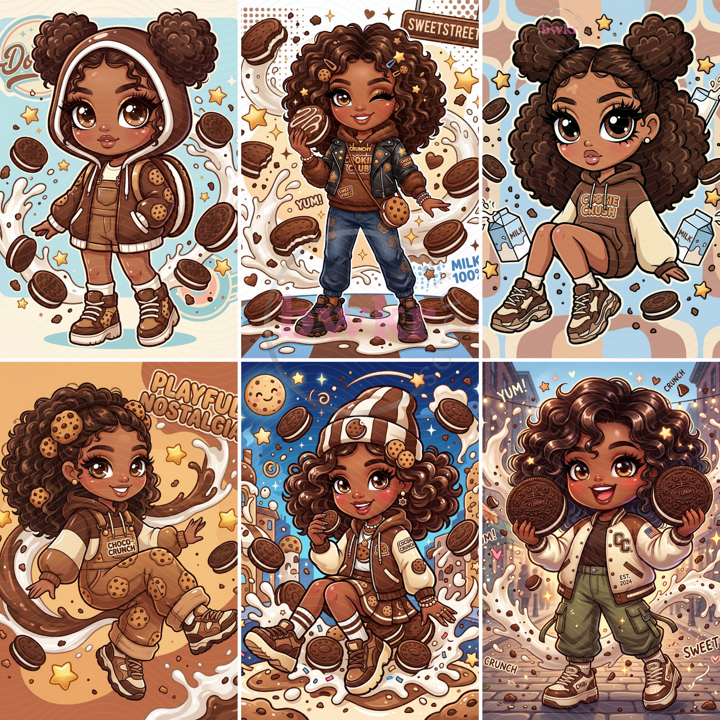 Cookie Girl PNG Bundle | 21 Cozy Cookie Lover Girls | Chocolate Chip & Oreo PNG | Instant Digital Download
