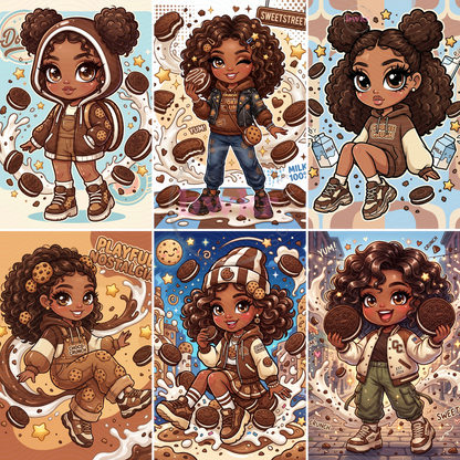 Cookie Girl PNG Bundle | 21 Cozy Cookie Lover Girls | Chocolate Chip & Oreo PNG | Instant Digital Download