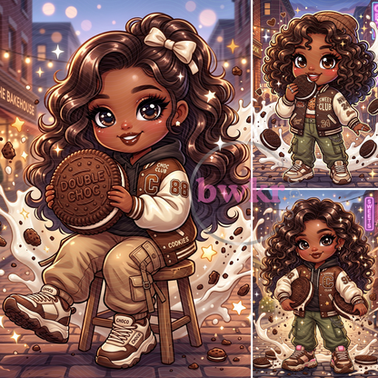 Cookie Girl PNG Bundle | 21 Cozy Cookie Lover Girls | Chocolate Chip & Oreo PNG | Instant Digital Download
