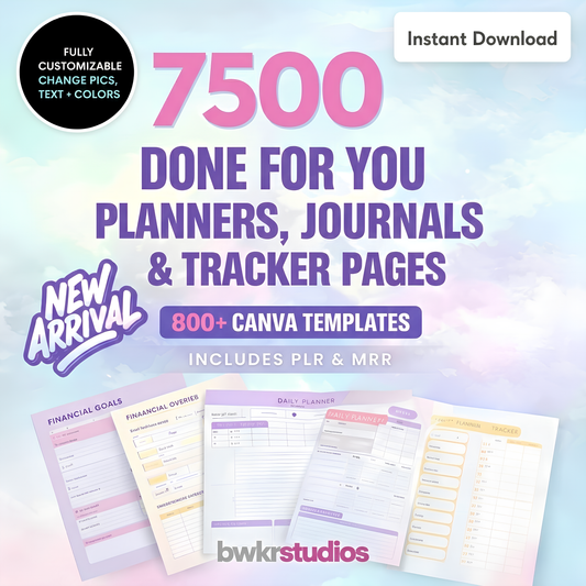 7500 DONE FOR YOU PLANNERS, JOURNALS & TRACKER PAGES (PLR &MRR)