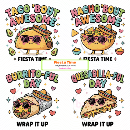 Fiesta Time Digital Bundle | 4 High-Resolution PNGs + Bonus Image | Instant Download