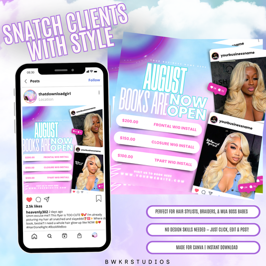 August Books Editable Booking Flyer Template