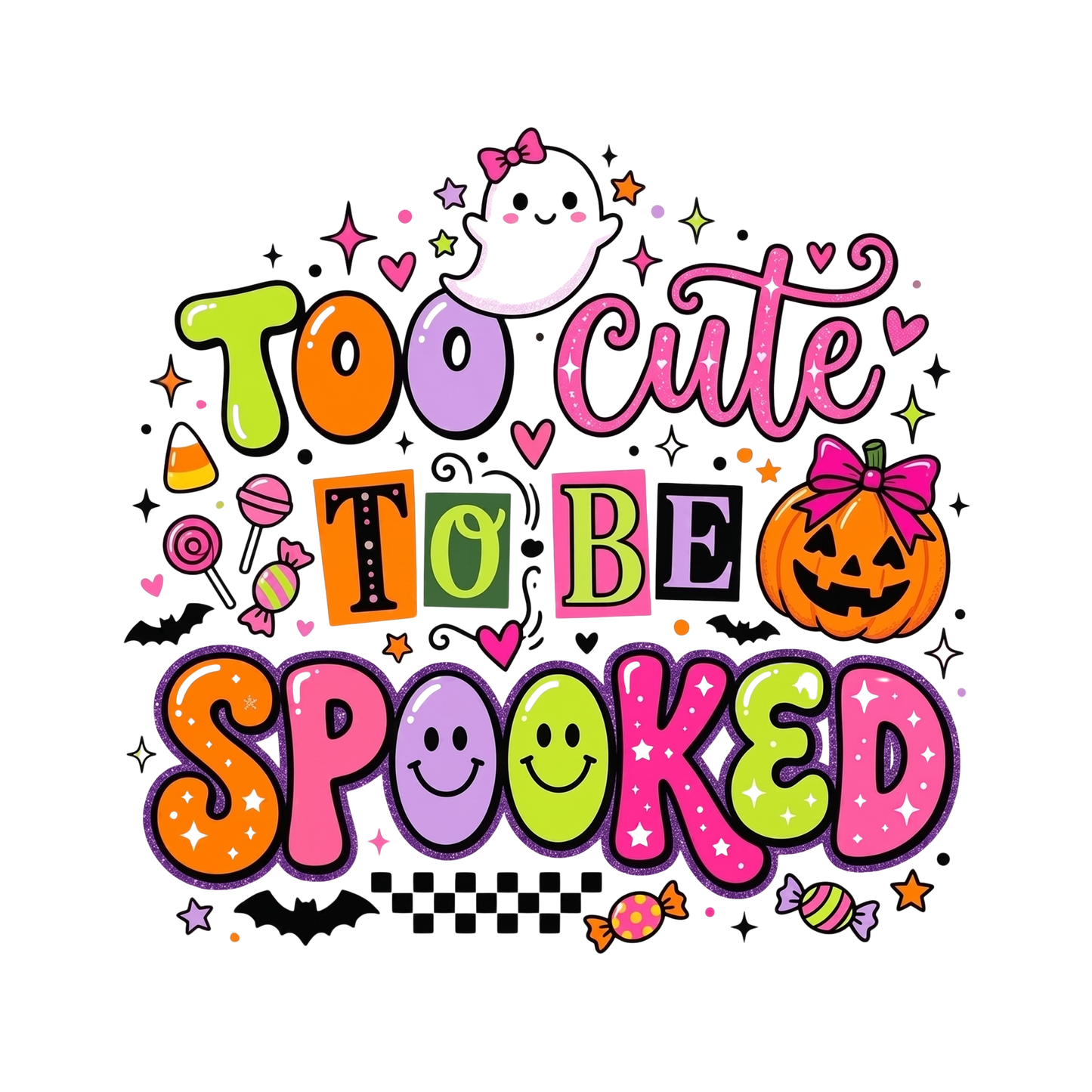 Too Cute To Be Spooked PNG | Cute Halloween Shirt Design | Digital Download