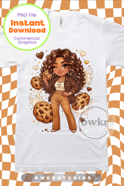 Cookie Girl PNG Bundle | 21 Cozy Cookie Lover Girls | Chocolate Chip & Oreo PNG | Instant Digital Download