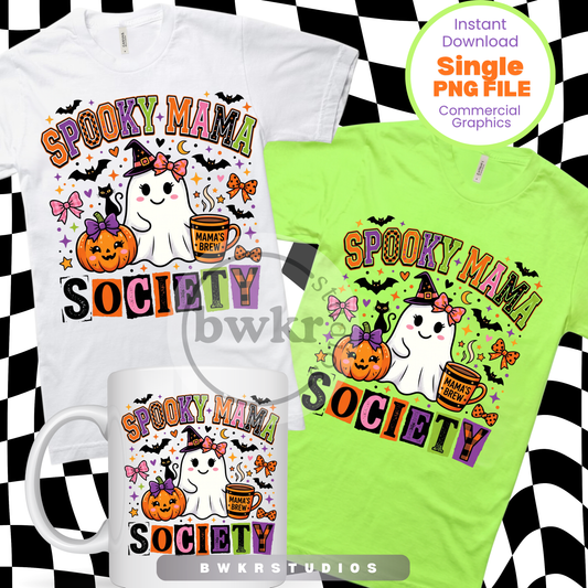 Spooky Mama PNG | Halloween Mom Coffee Shirt Design| Digital Download